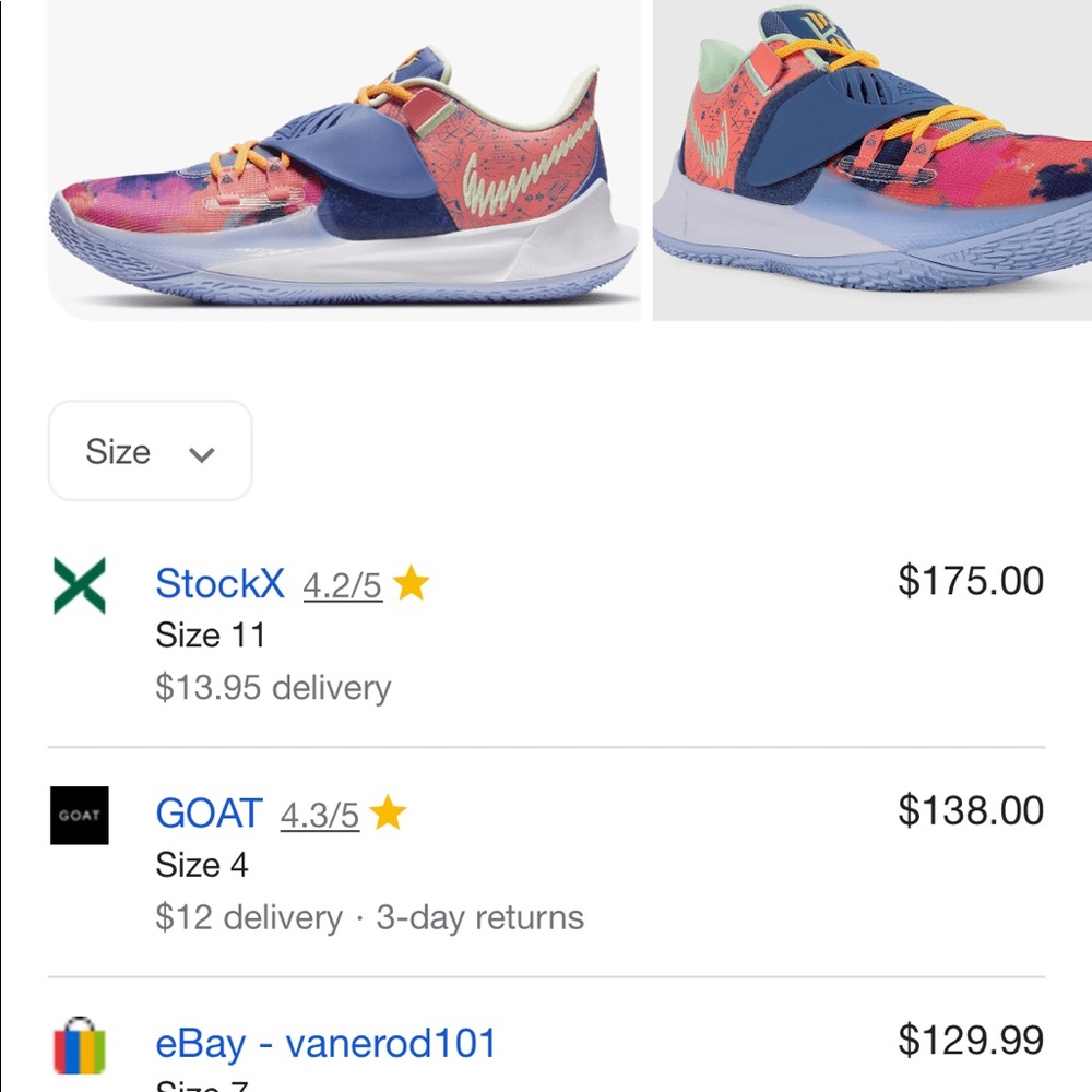 Kyrie 3 low tie dye Nikes multicolor peach blue mens 9.5 worn 1 time